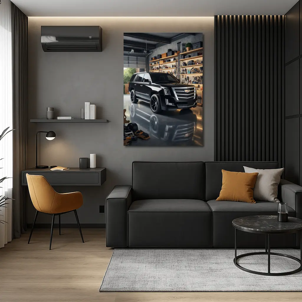 Cadillac Escalade Black SUV Inside Garage – Wall Art