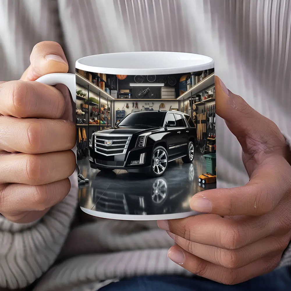 Cadillac Escalade Black SUV Modern Garage – Mugs