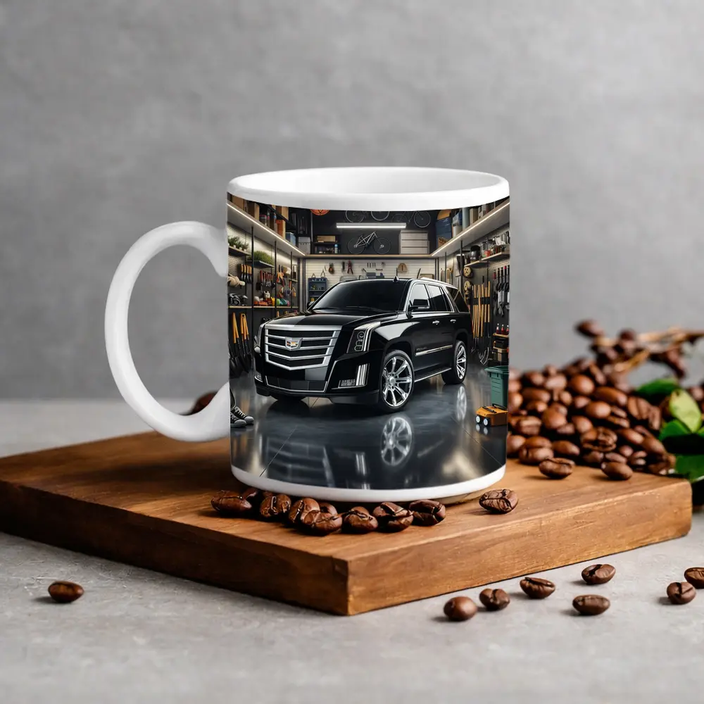 Cadillac Escalade Black SUV Modern Garage – Mugs