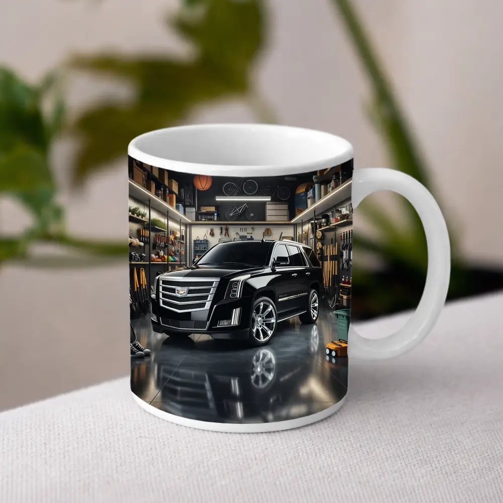 Cadillac Escalade Black SUV Modern Garage – Mugs