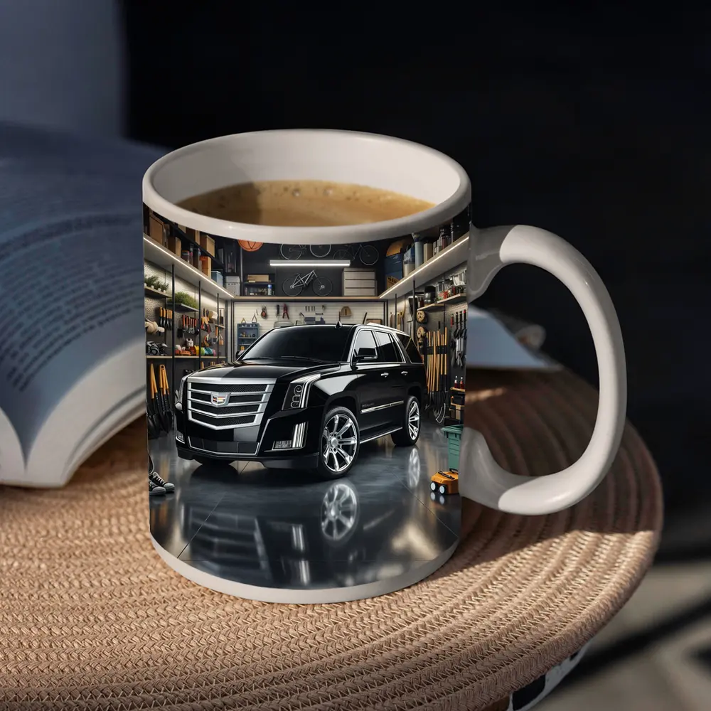 Cadillac Escalade Black SUV Modern Garage – Mugs