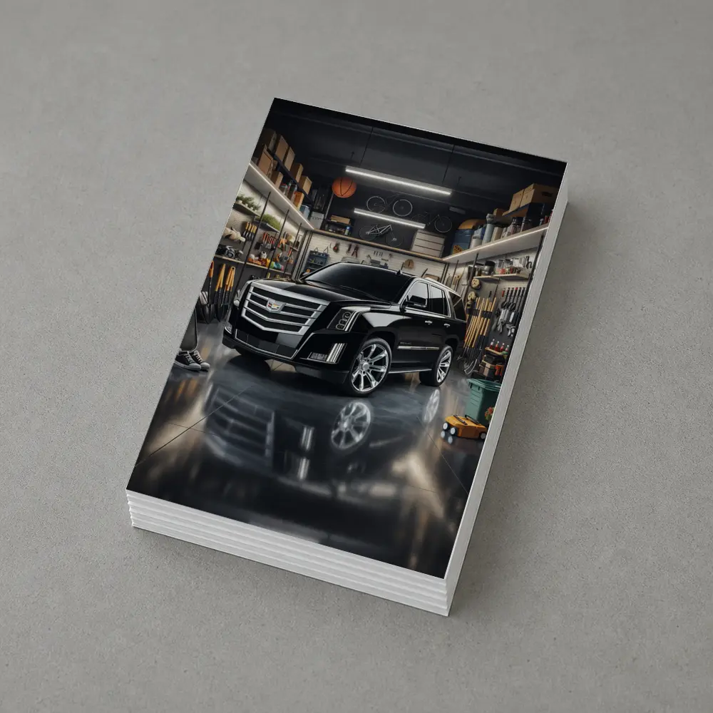 Cadillac Escalade Black SUV Modern Garage – Postcards