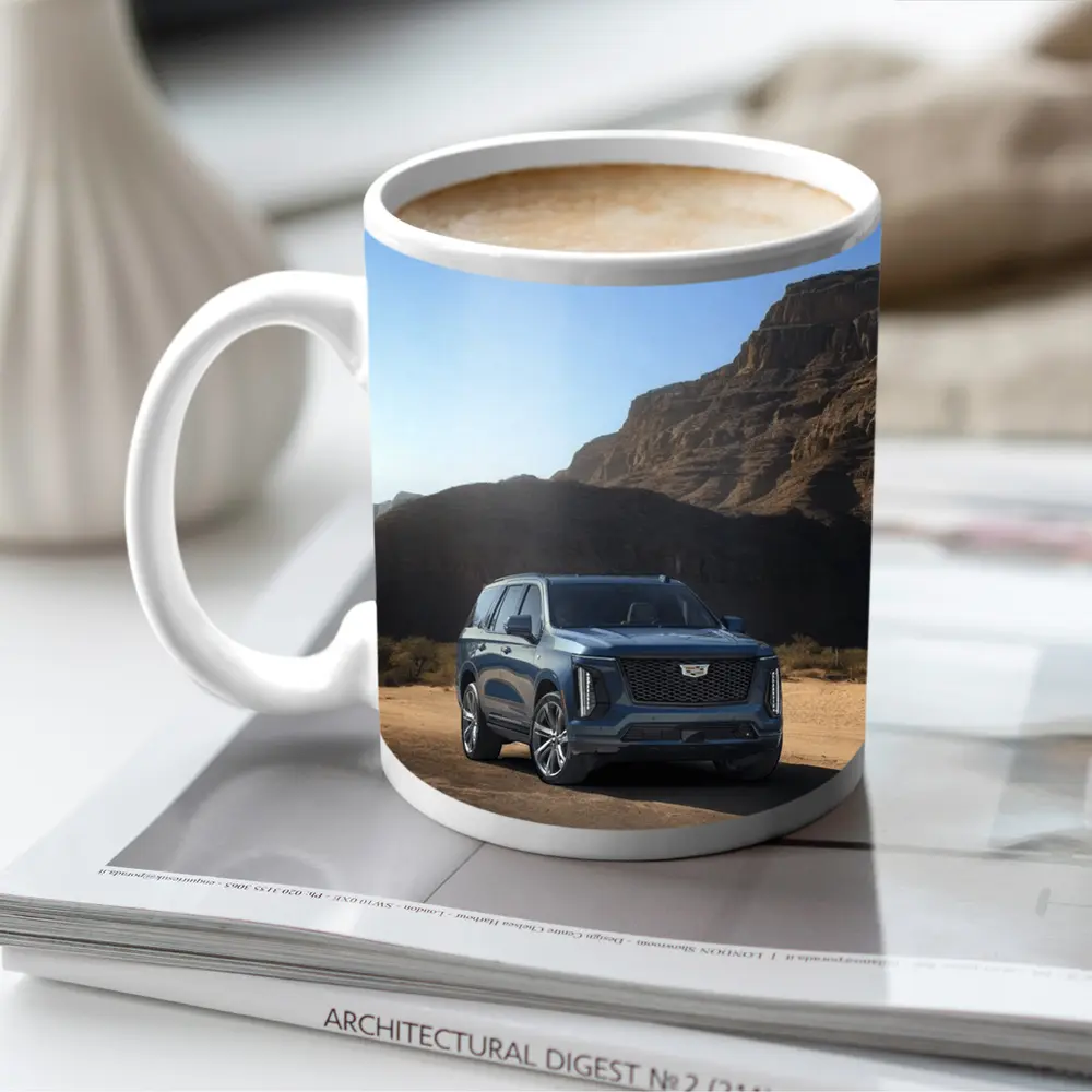 Cadillac Escalade Blue SUV Desert Mountains – Mugs