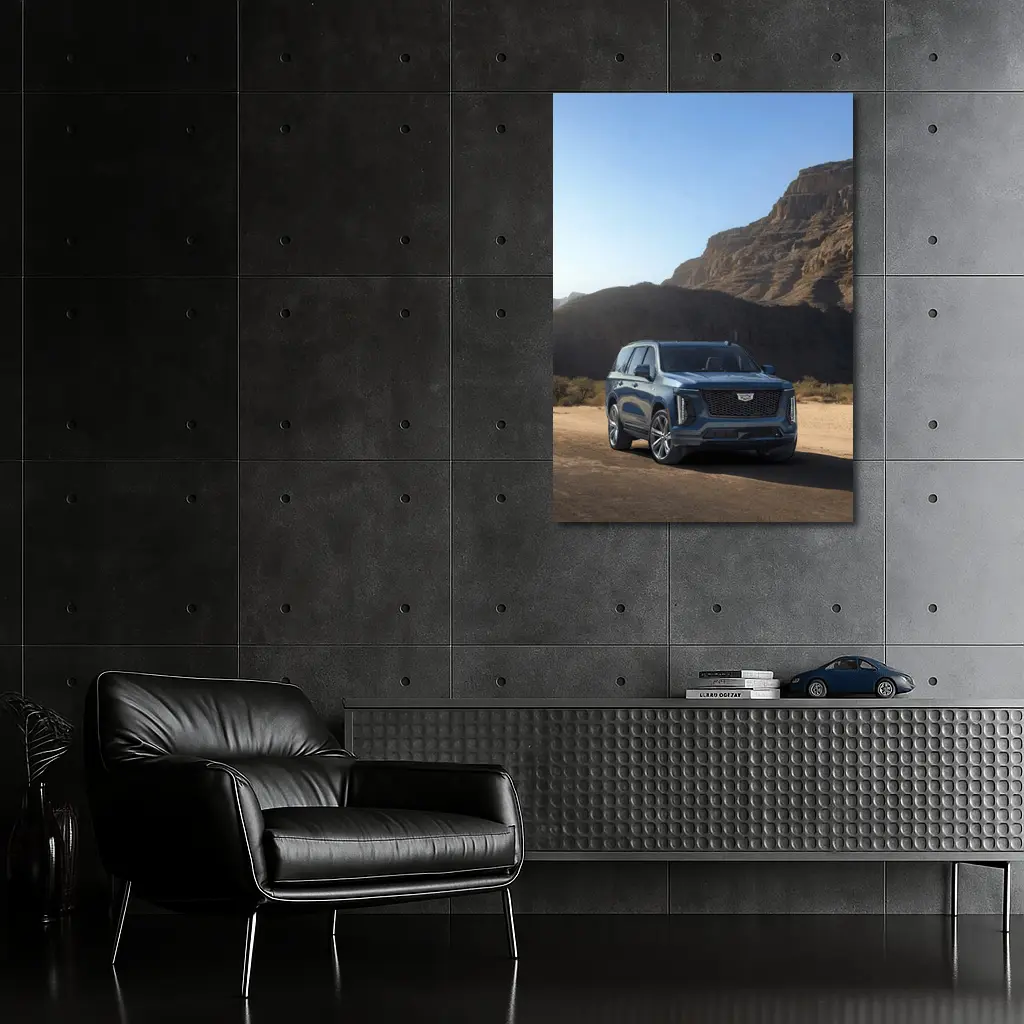 Cadillac Escalade Blue SUV Desert Mountains – Wall Art