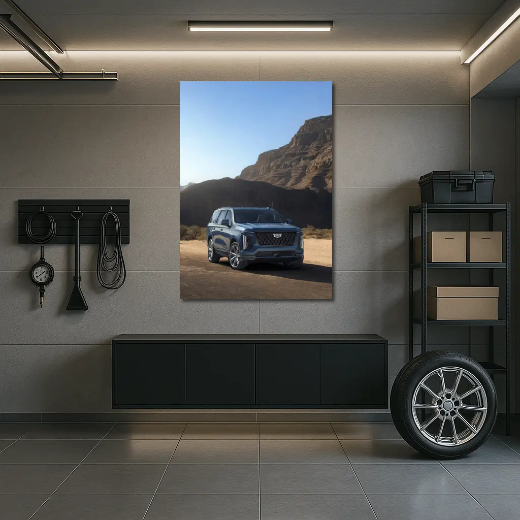 Cadillac Escalade Blue SUV Desert Mountains – Wall Art