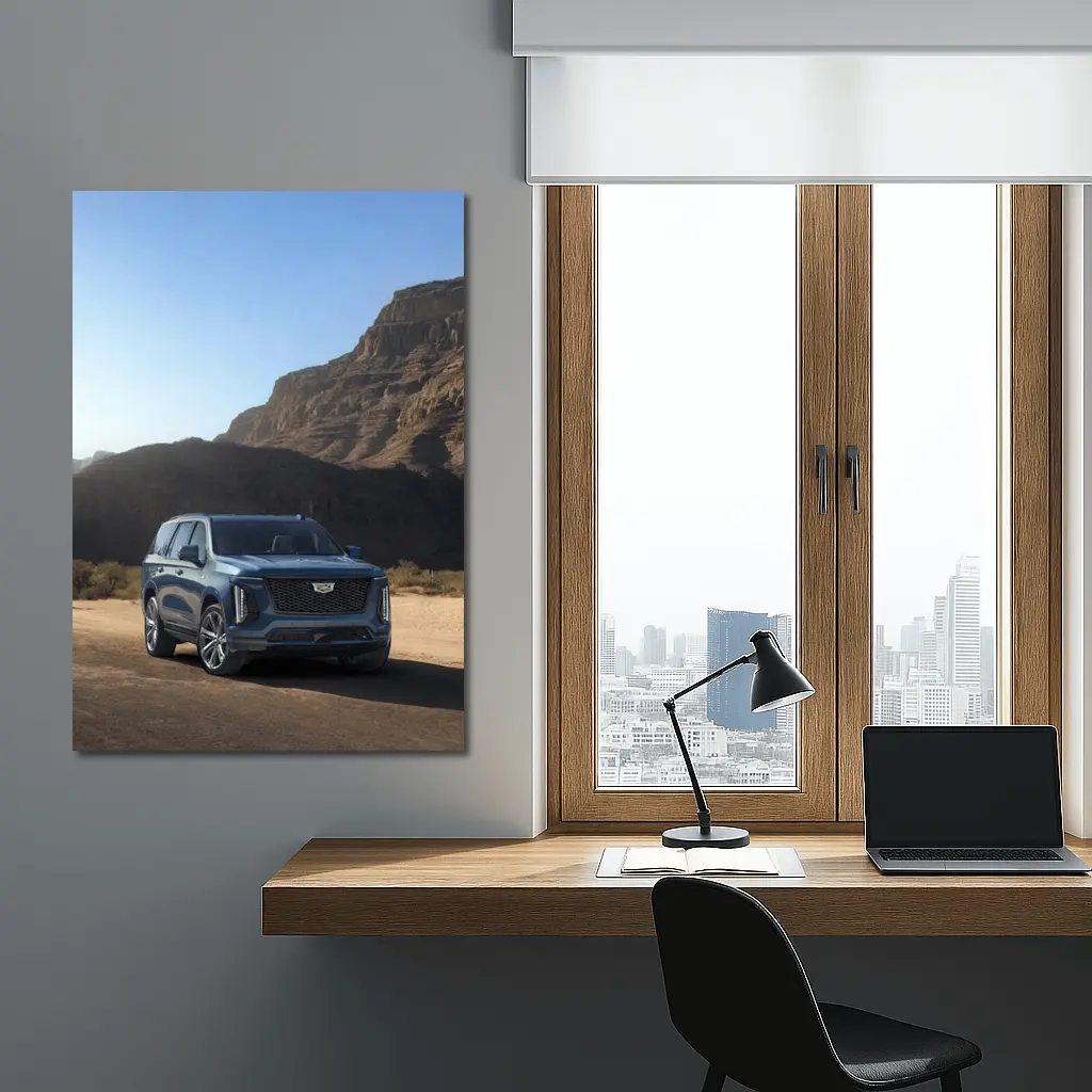 Cadillac Escalade Blue SUV Desert Mountains – Wall Art