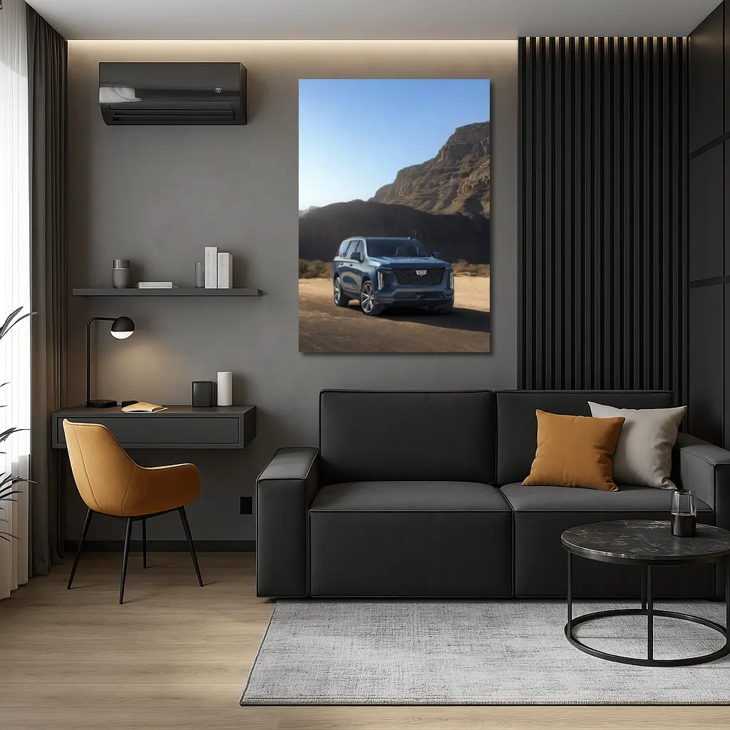 Cadillac Escalade Blue SUV Desert Mountains – Wall Art