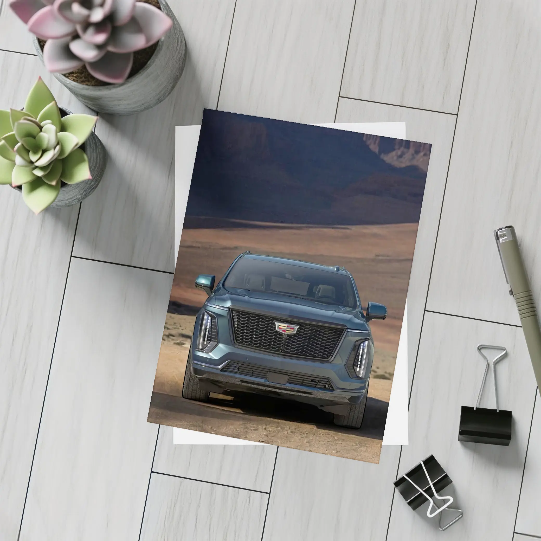 Cadillac Escalade SUV Desert Canyon Front View – Postcards