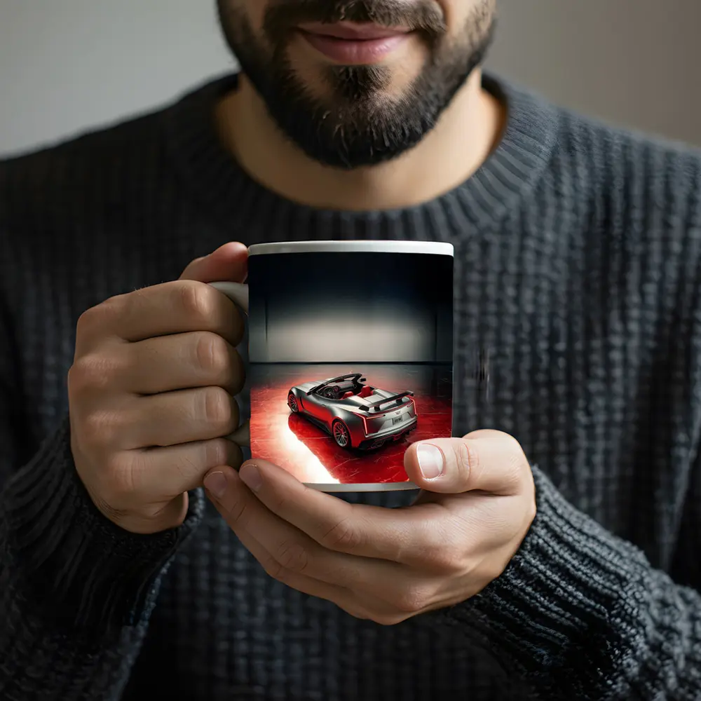 Cadillac XLR Roadster On Red Marble Floor – Mugs