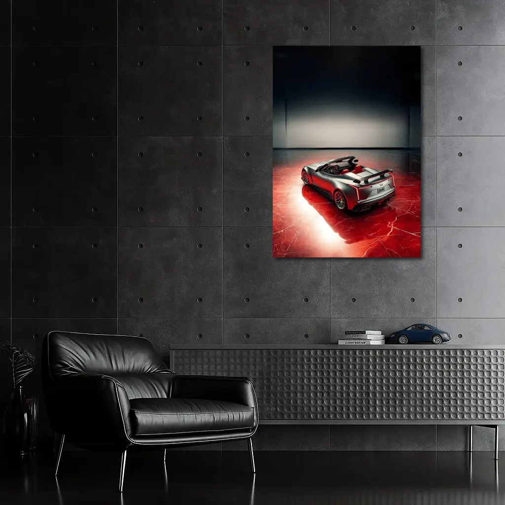 Cadillac XLR Roadster On Red Marble Floor – Wall Art