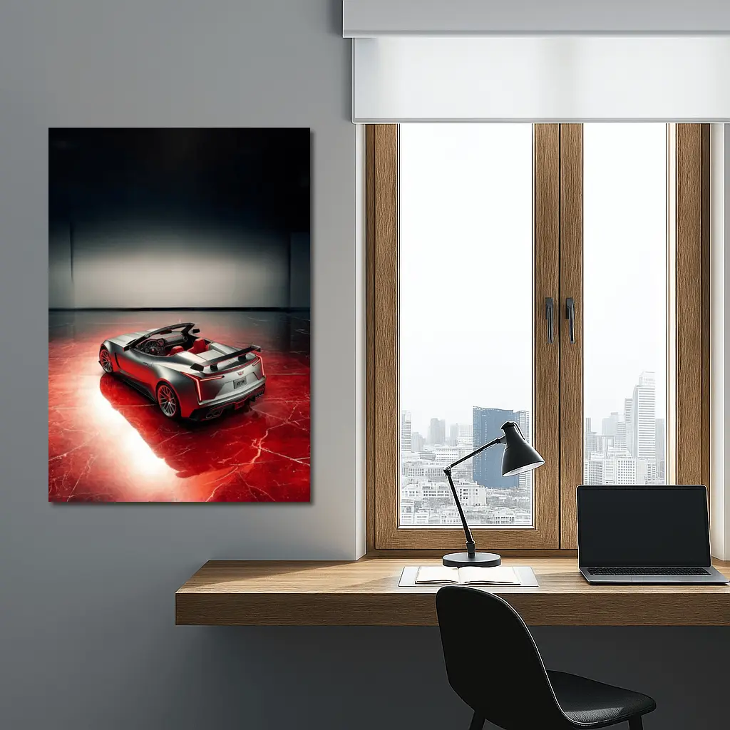 Cadillac XLR Roadster On Red Marble Floor – Wall Art