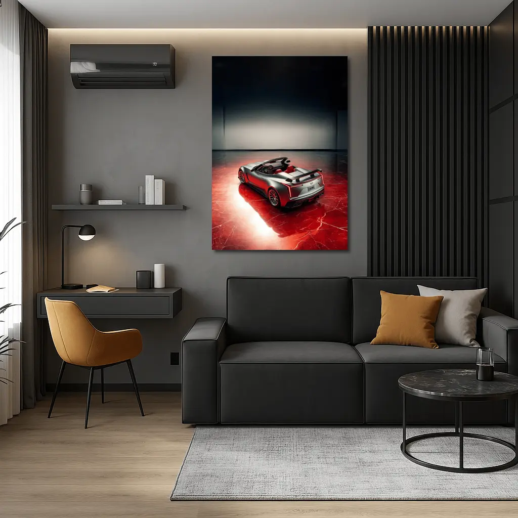 Cadillac XLR Roadster On Red Marble Floor – Wall Art