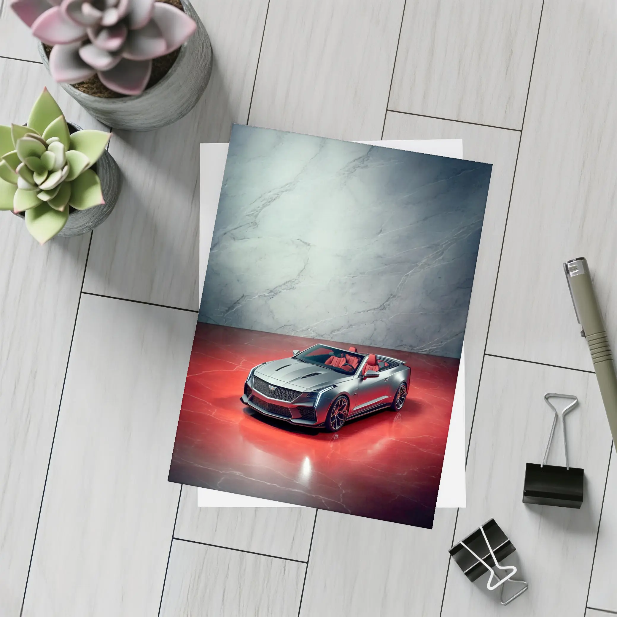 Cadillac XLR Roadster Silver Red Marble – Postcards
