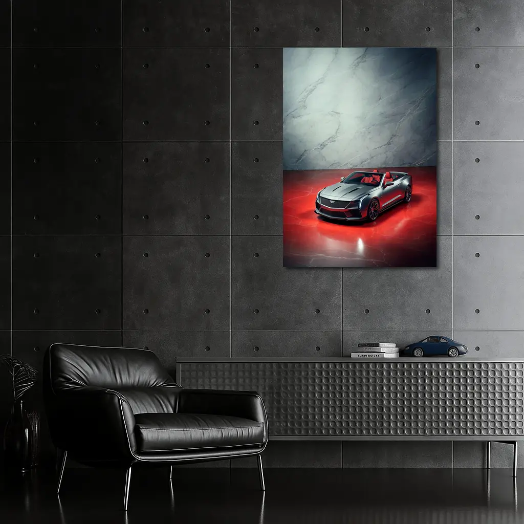 Cadillac XLR Roadster Silver Red Marble – Wall Art