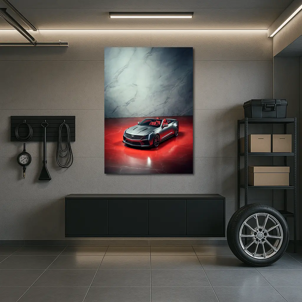 Cadillac XLR Roadster Silver Red Marble – Wall Art