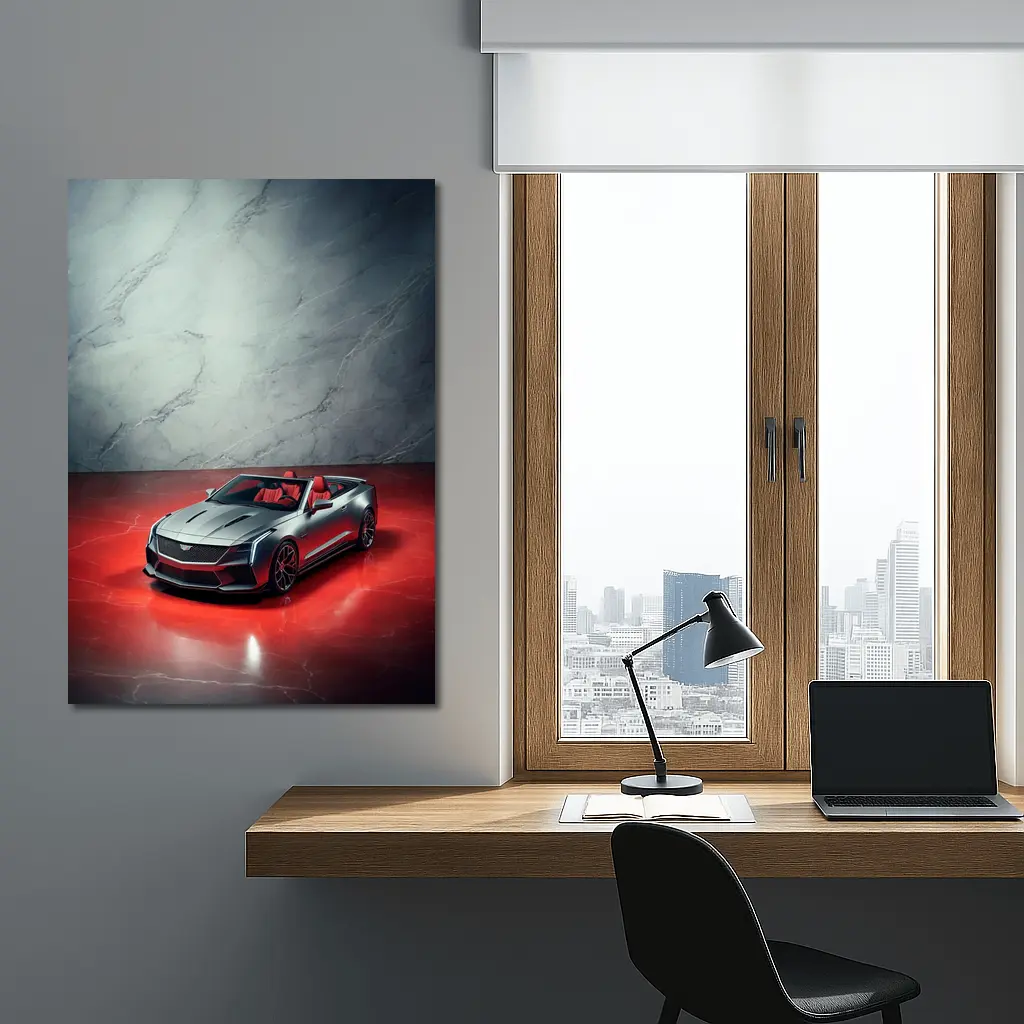 Cadillac XLR Roadster Silver Red Marble – Wall Art