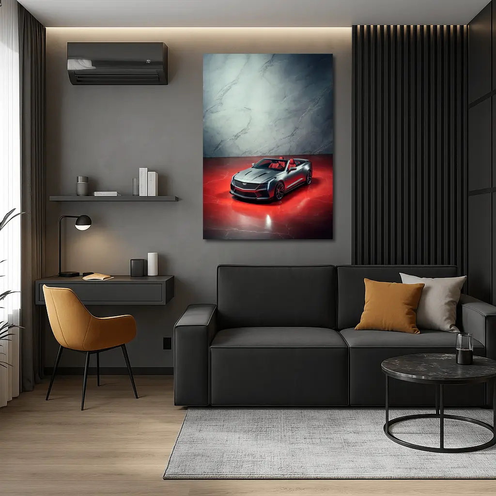 Cadillac XLR Roadster Silver Red Marble – Wall Art