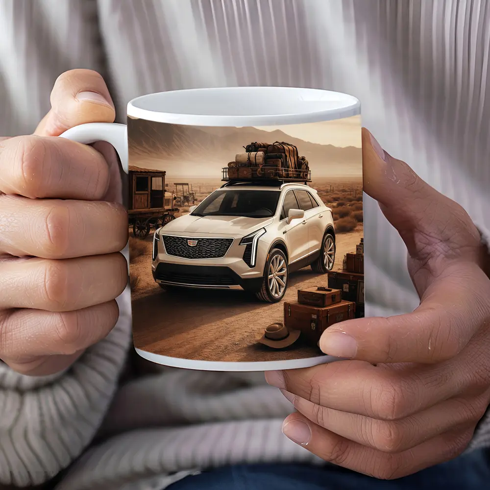 Cadillac XT4 SUV Desert Adventure Scene – Mugs
