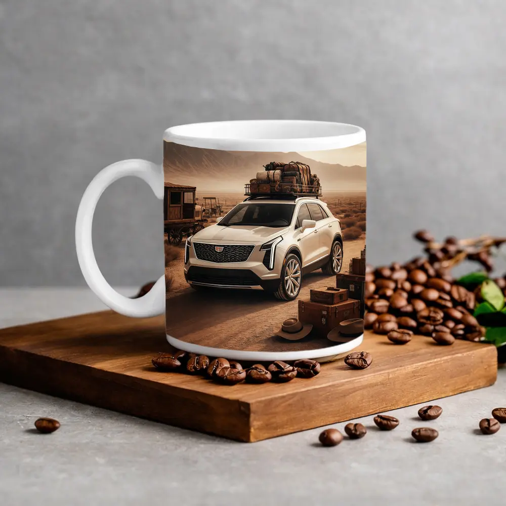 Cadillac XT4 SUV Desert Adventure Scene – Mugs