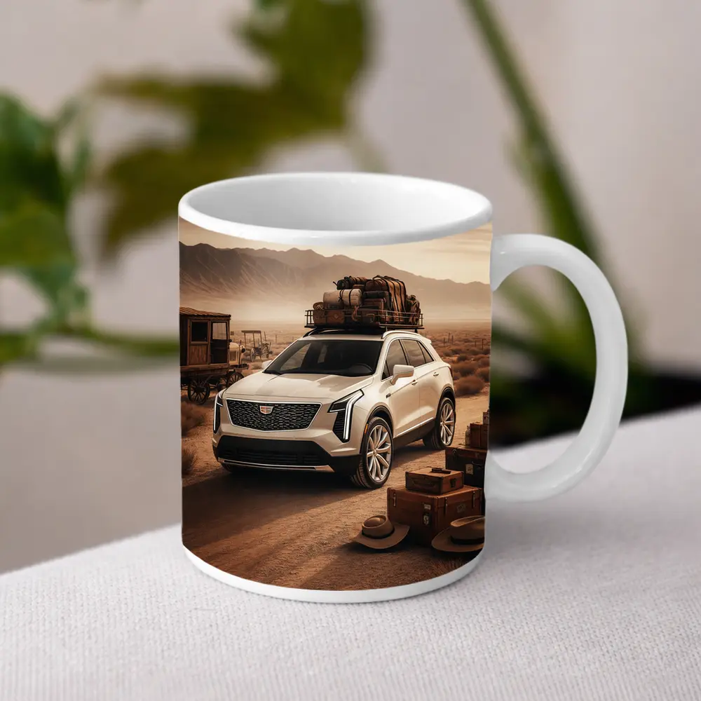 Cadillac XT4 SUV Desert Adventure Scene – Mugs