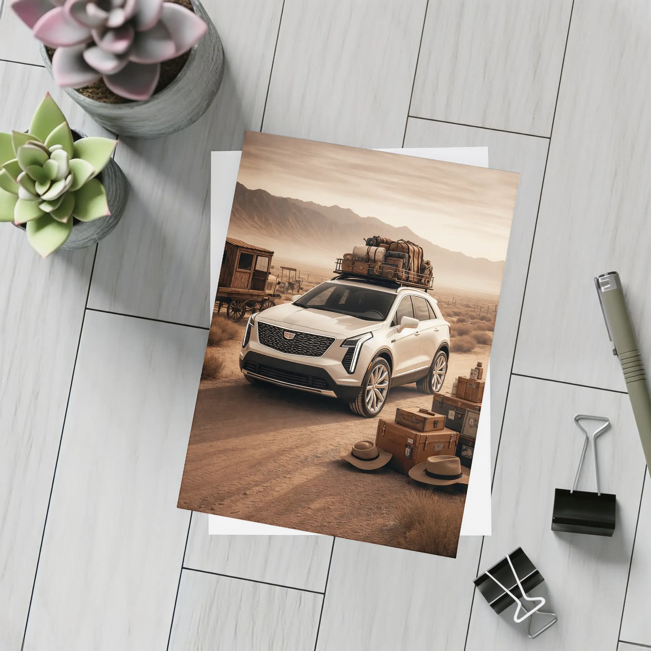 Cadillac XT4 SUV Desert Adventure Scene – Postcards