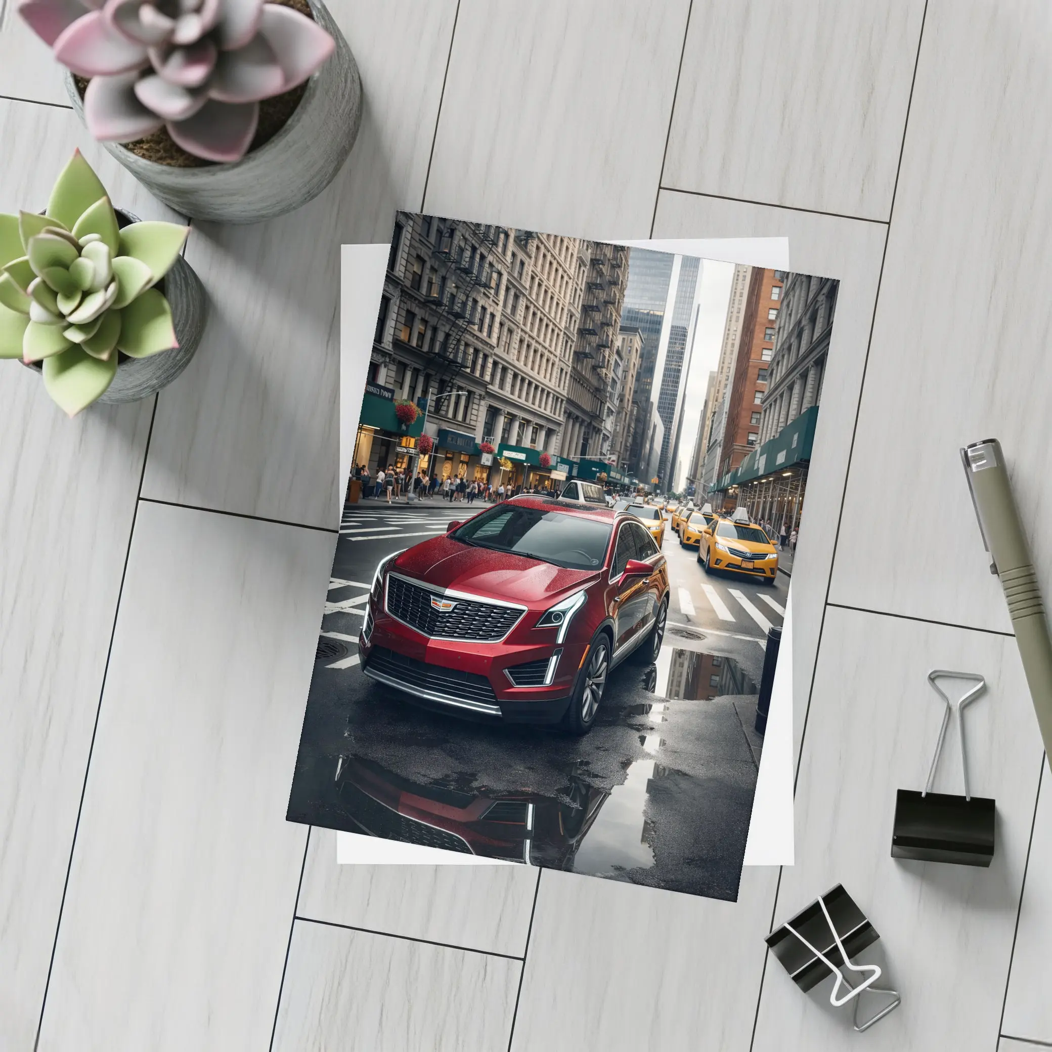 Cadillac XT5 Red SUV New York Street – Postcards