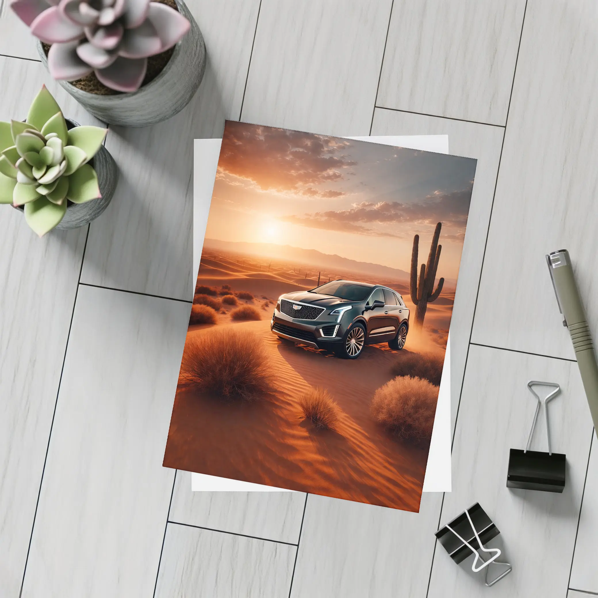Cadillac XT5 Black SUV Desert Sunset – Postcards