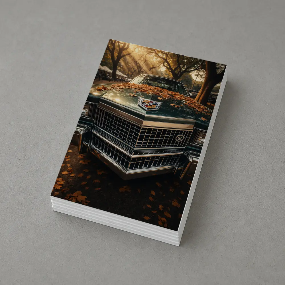 Cadillac Classic Car Hood Autumn Park – Postcards