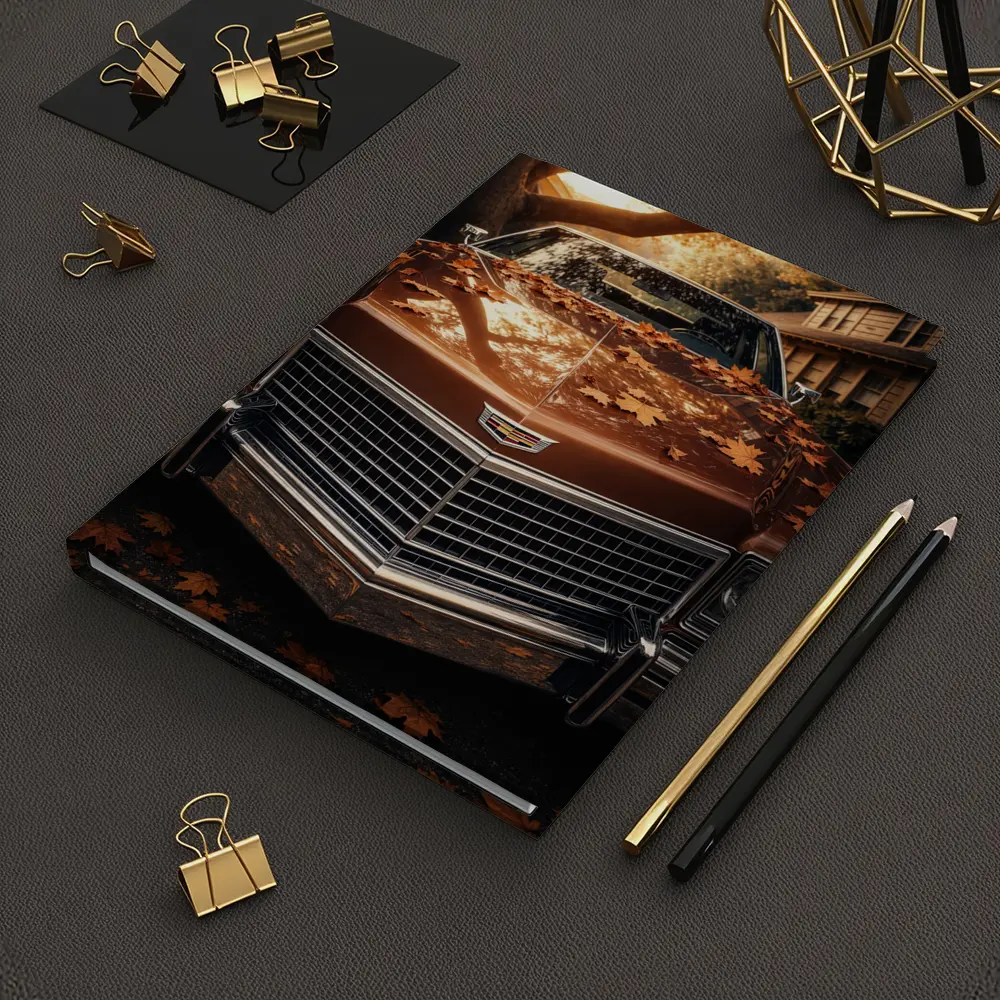Cadillac Classic Car Autumn Leaves Driveway – Notebooks
