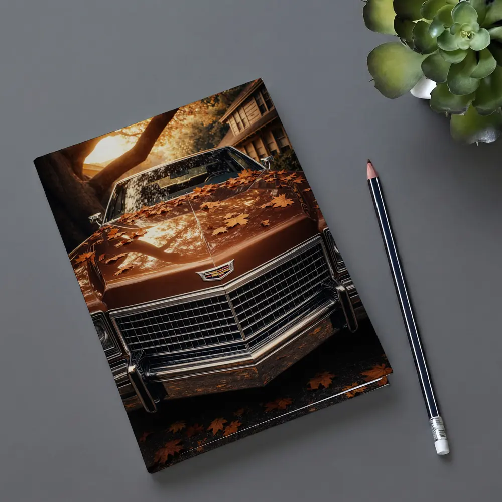Cadillac Classic Car Autumn Leaves Driveway – Notebooks