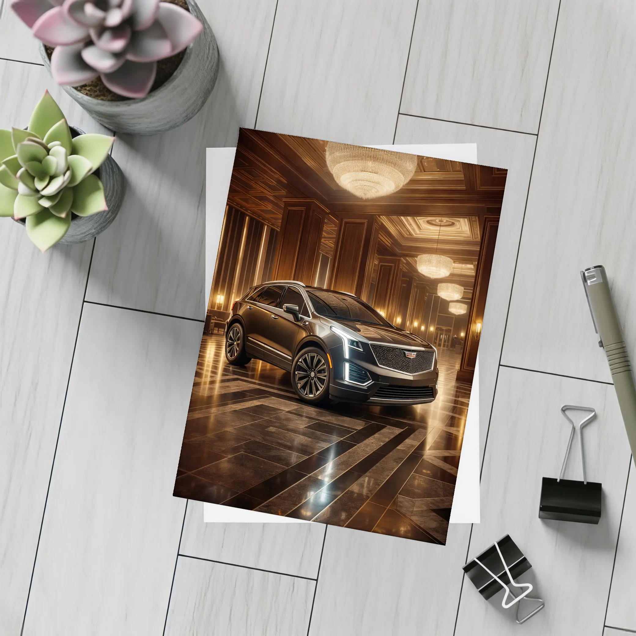 Cadillac XT5 Inside Luxury Hotel Lobby – Postcards