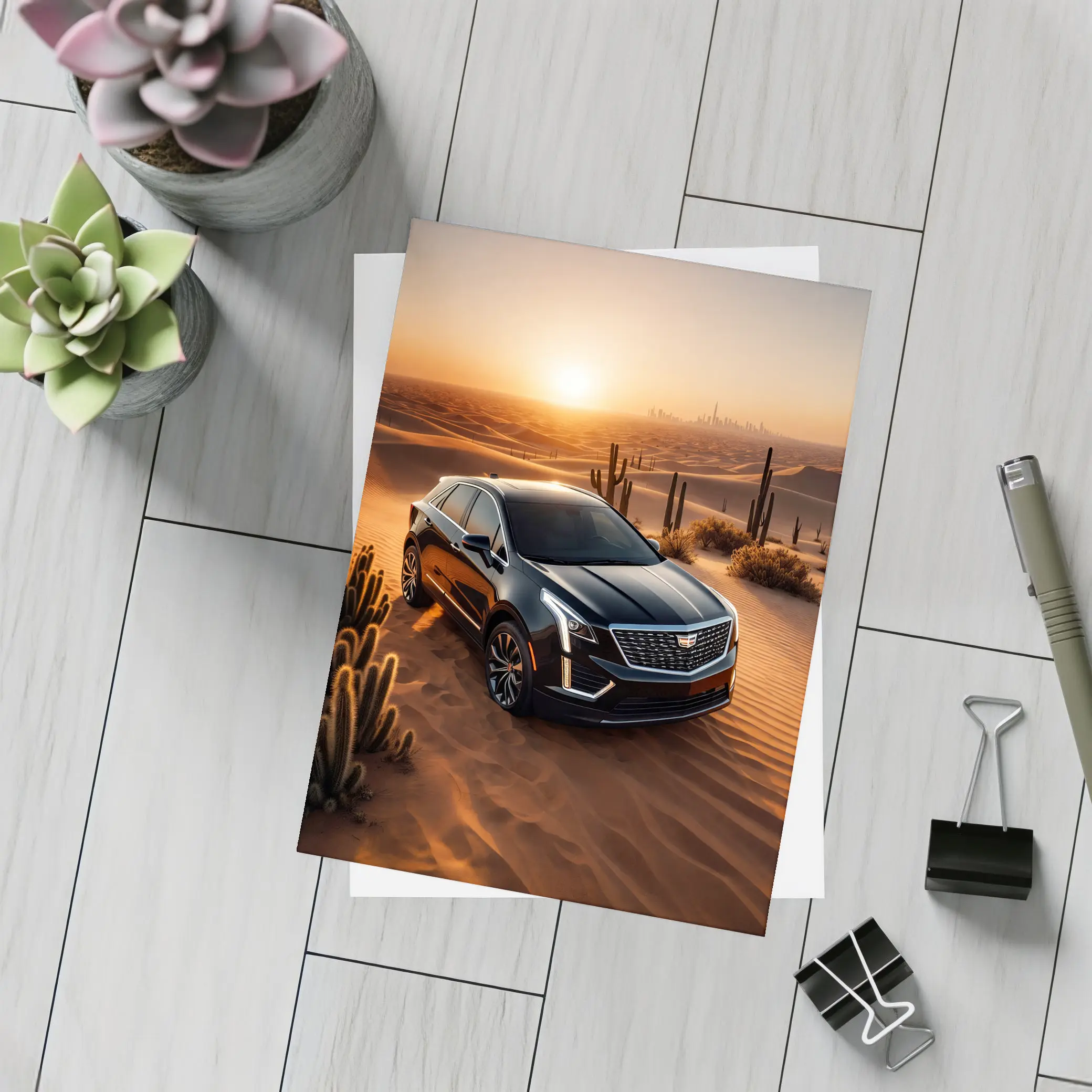 Cadillac XT5 Black SUV Desert Sunset – Postcards
