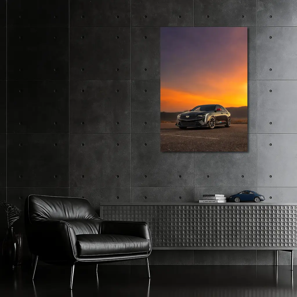 Cadillac CT5 Black Sedan Sunset Sky – Wall Art