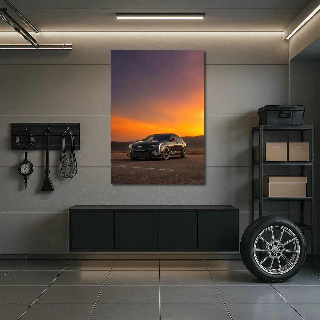 Cadillac CT5 Black Sedan Sunset Sky – Wall Art