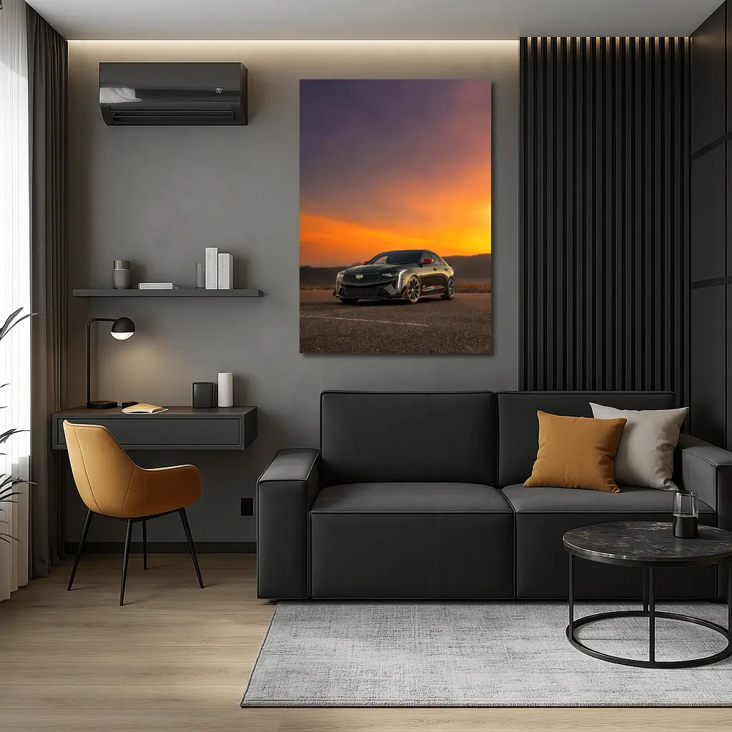 Cadillac CT5 Black Sedan Sunset Sky – Wall Art