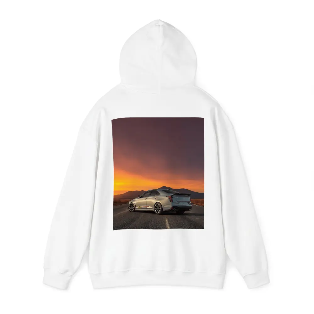 Cadillac CT5 Silver Sedan Sunset Road – Hoodies