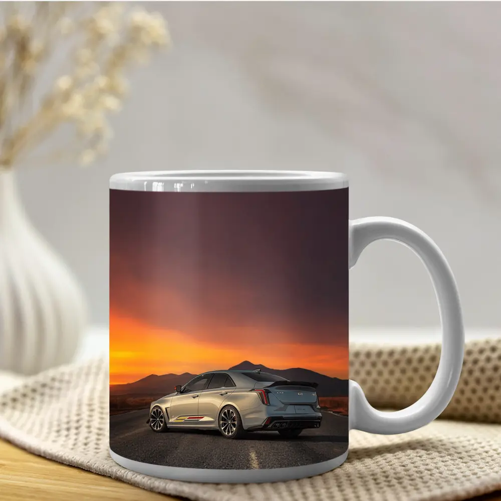 Cadillac CT5 Silver Sedan Sunset Road – Mugs