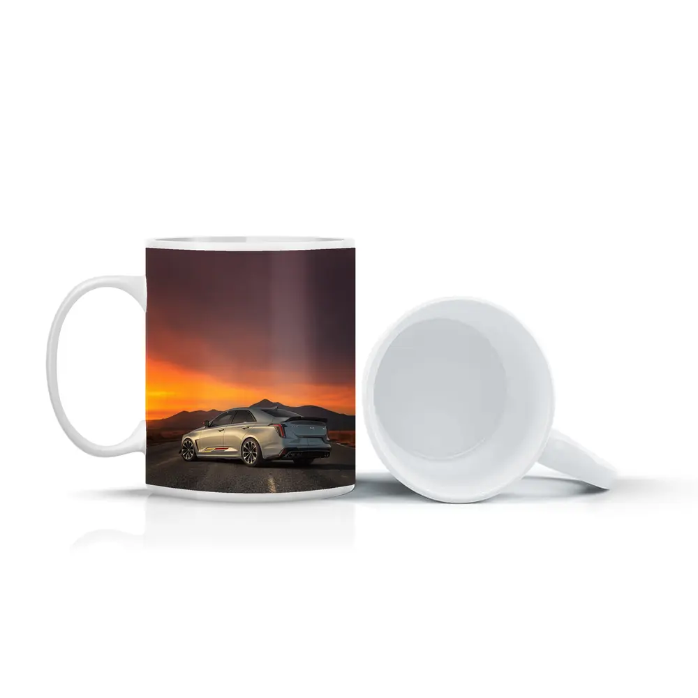 Cadillac CT5 Silver Sedan Sunset Road – Mugs