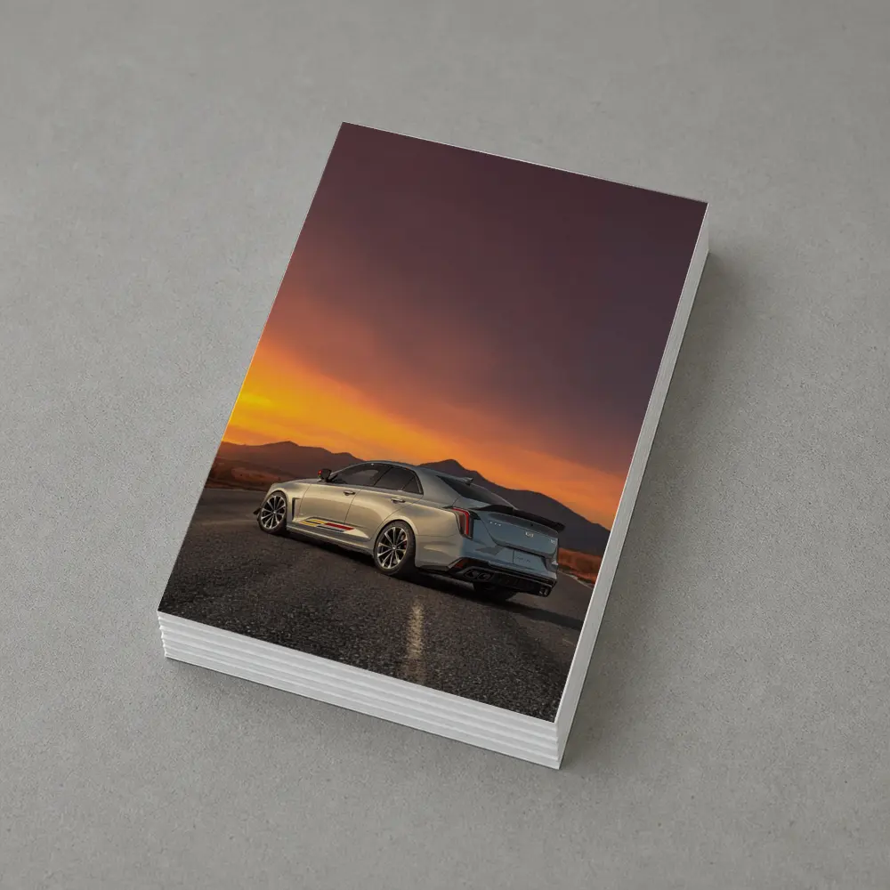 Cadillac CT5 Silver Sedan Sunset Road – Postcards