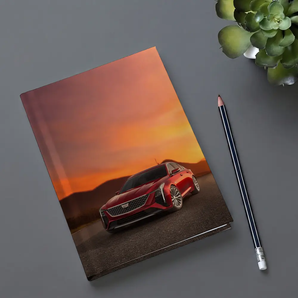 Cadillac CT5 Red Sedan Sunset Sky – Notebooks