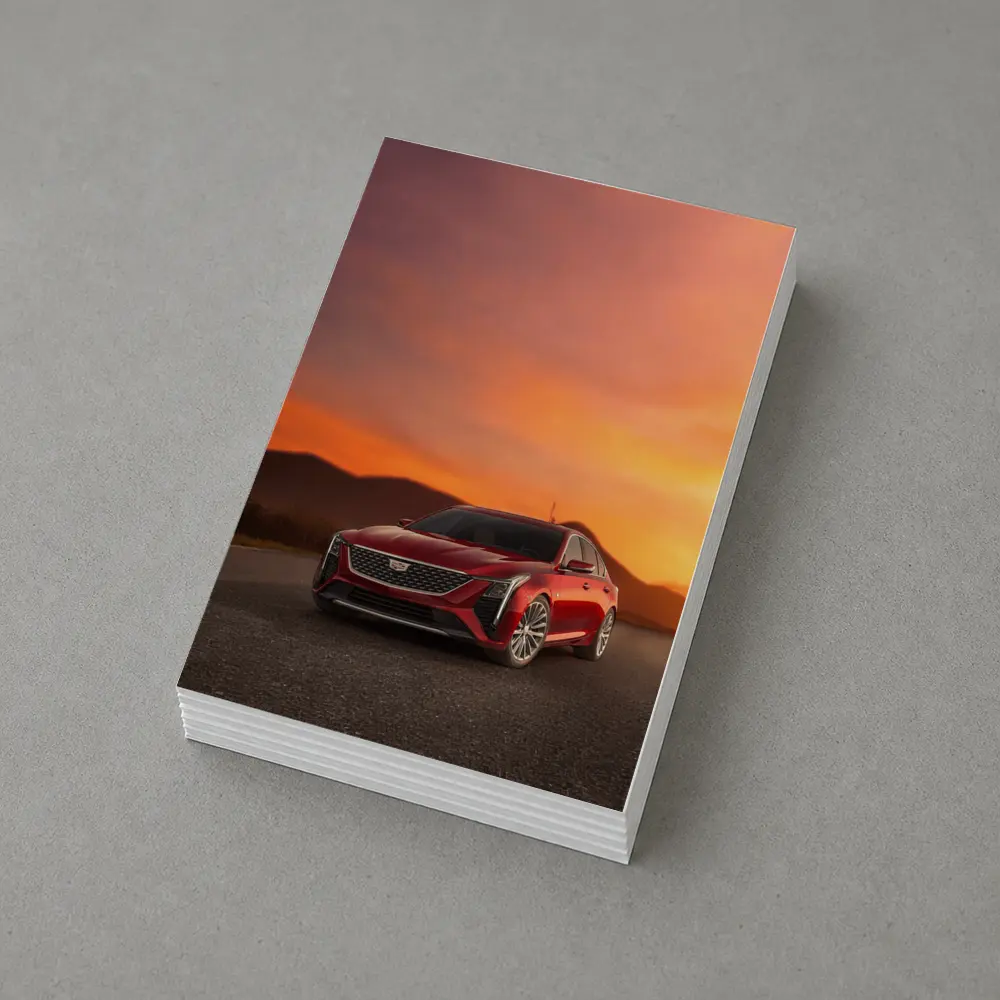 Cadillac CT5 Red Sedan Sunset Sky – Postcards
