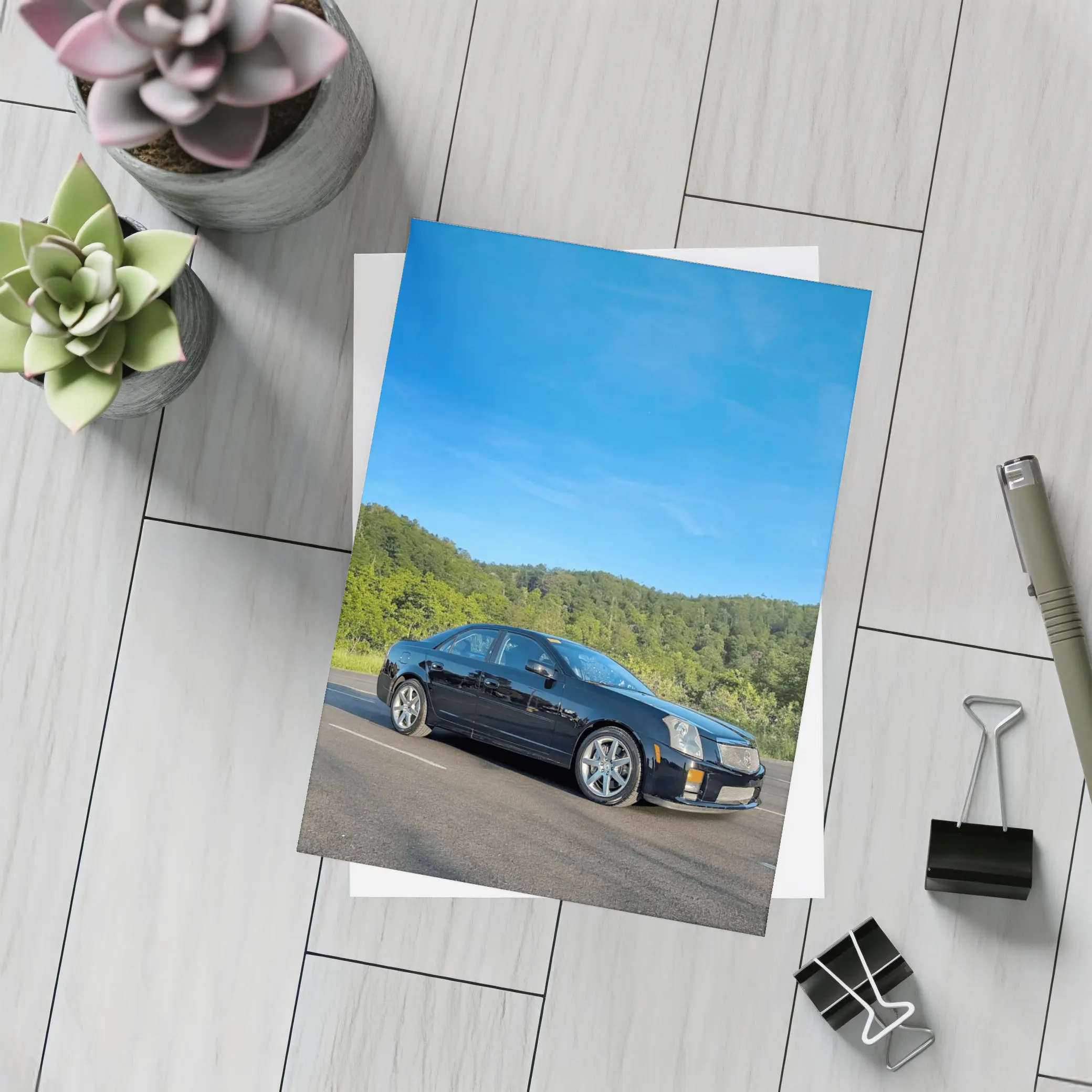 Cadillac CTS Black Sedan Mountain Road – Postcards