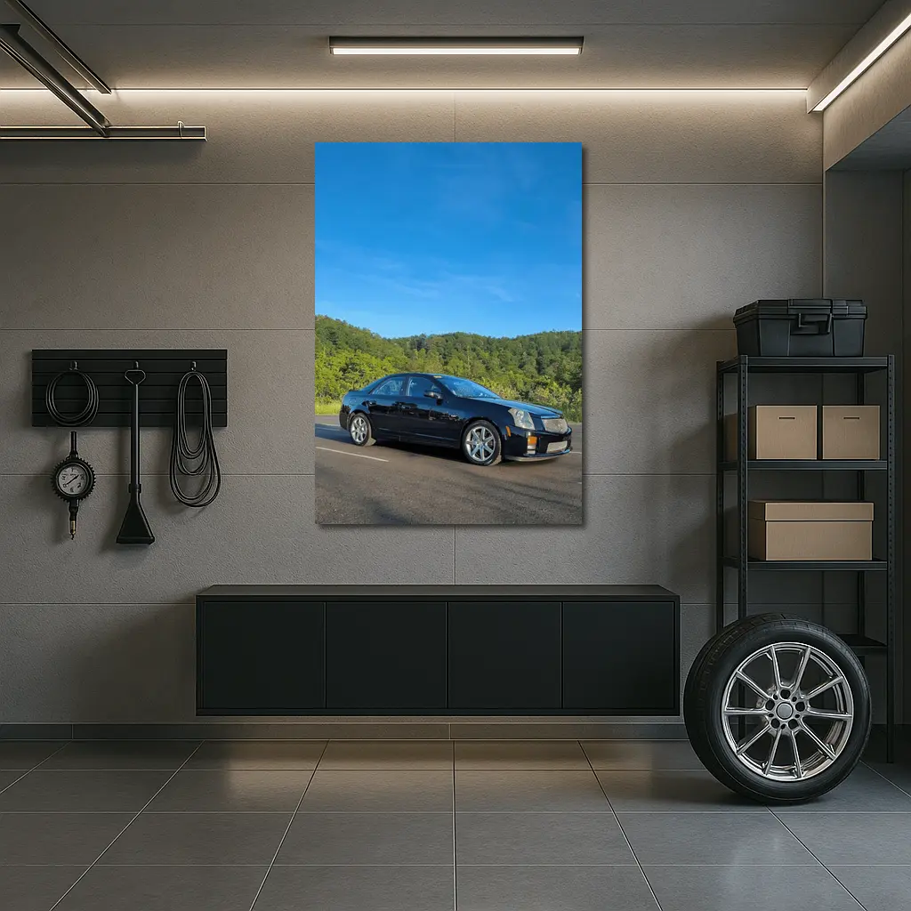 Cadillac CTS Black Sedan Mountain Road – Wall Art