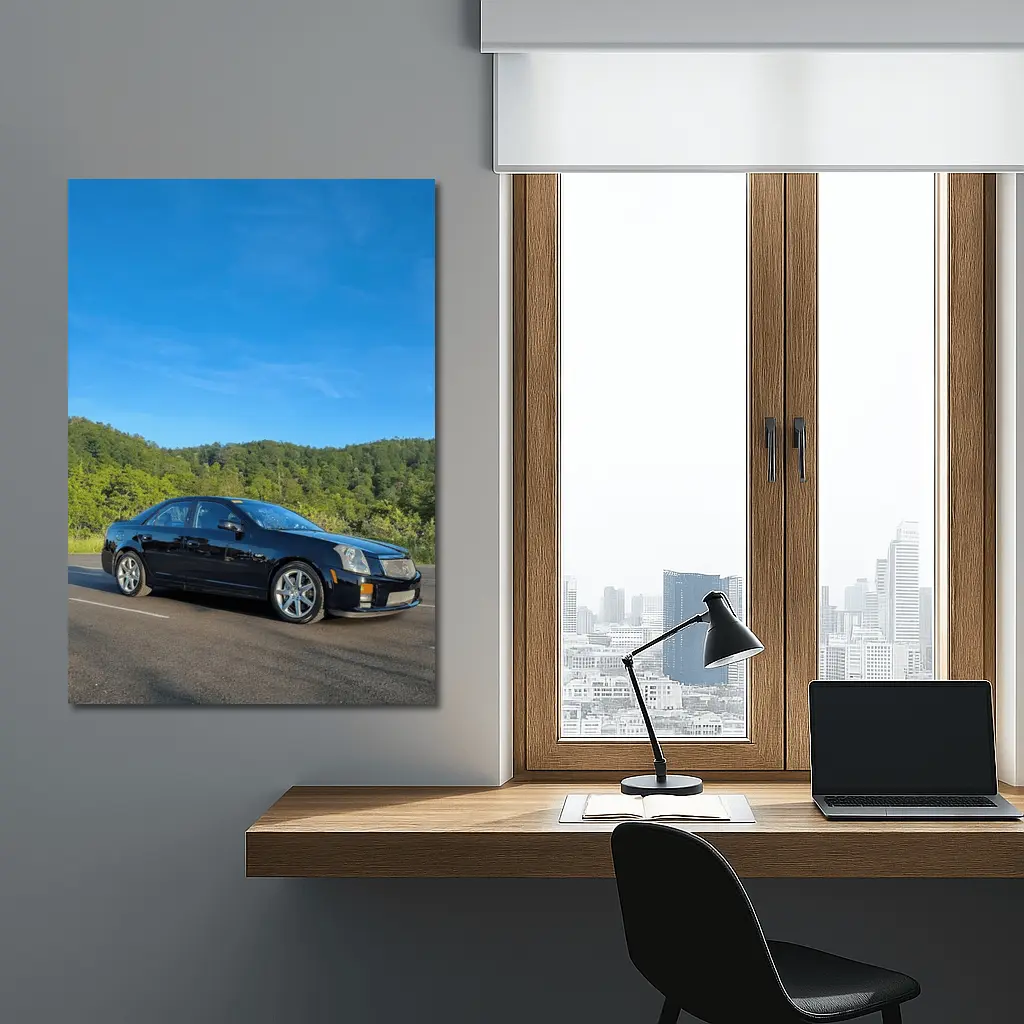 Cadillac CTS Black Sedan Mountain Road – Wall Art