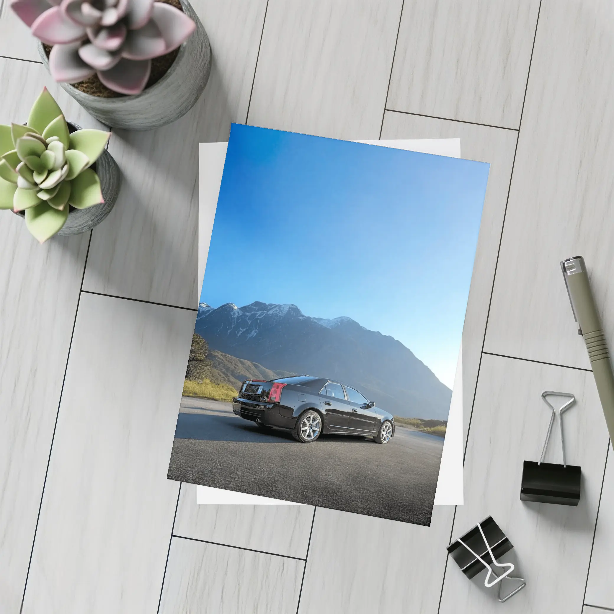 Cadillac CTS Black Sedan Mountain Road – Postcards