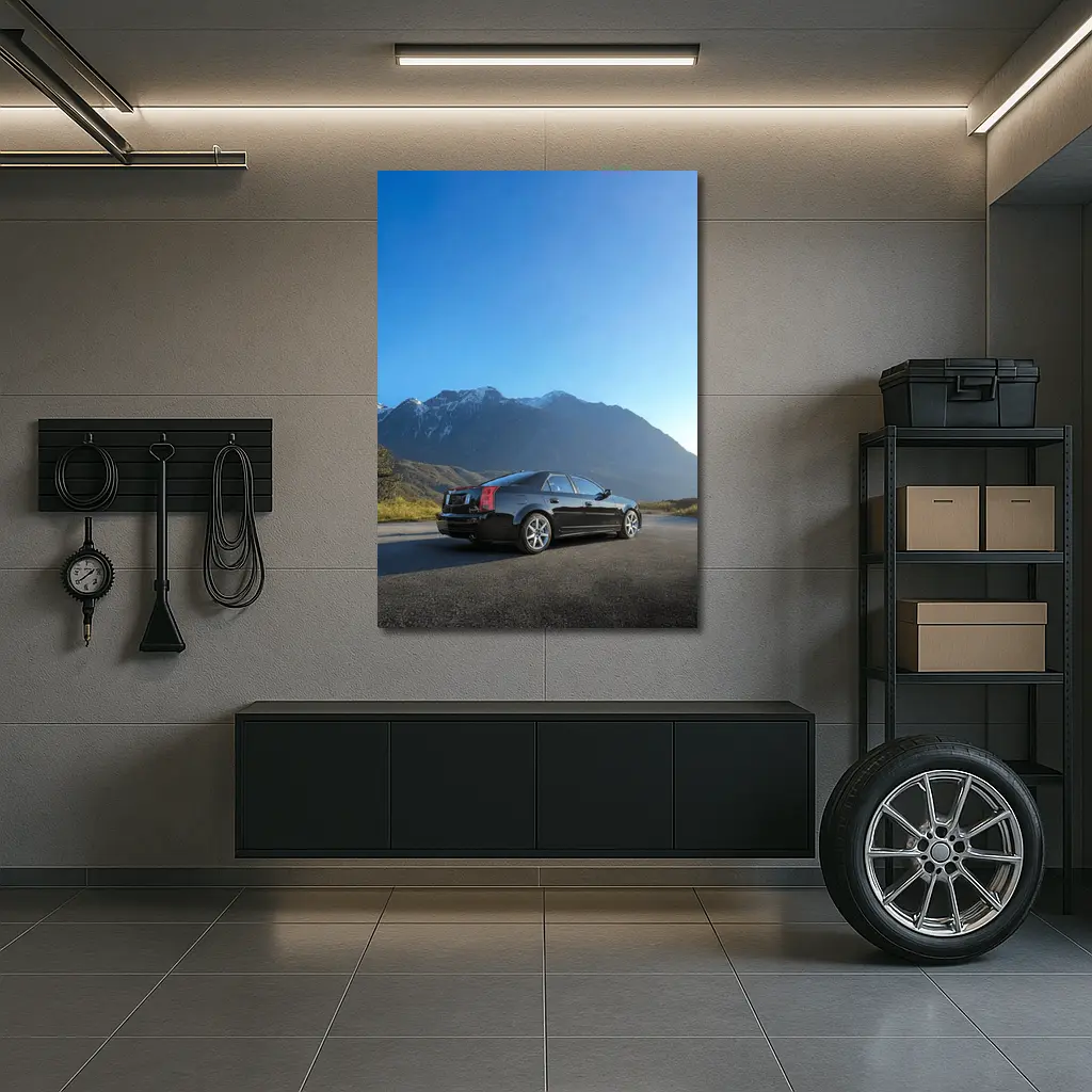 Cadillac CTS Black Sedan Mountain Road – Wall Art