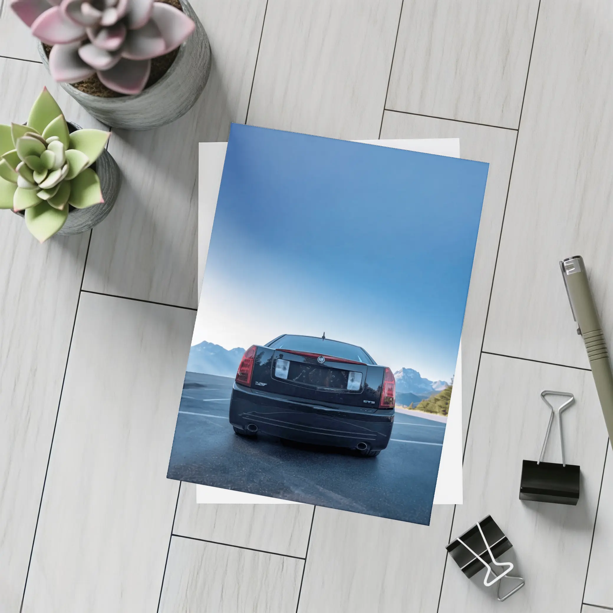 Cadillac CTS Black Rear Mountain Road – Postcards