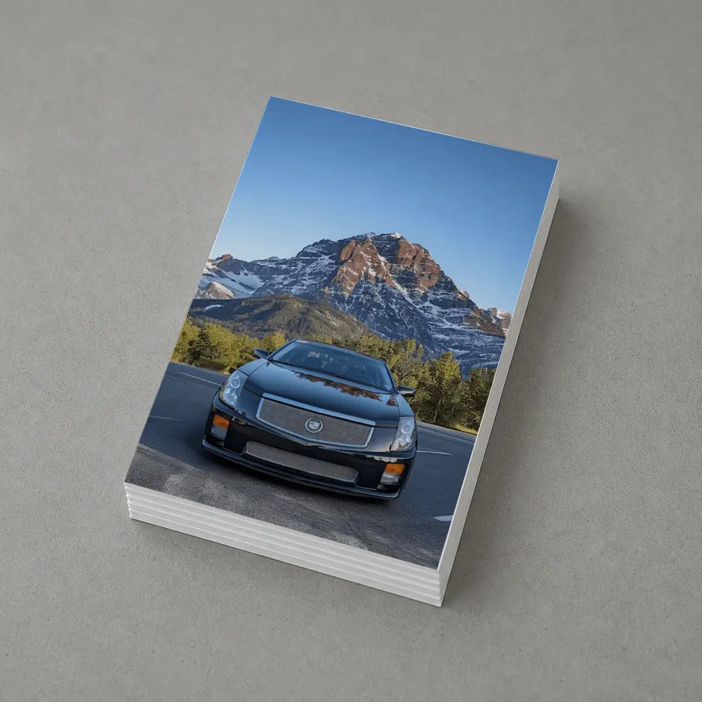 Cadillac CTS Black Car Mountain Background – Postcards