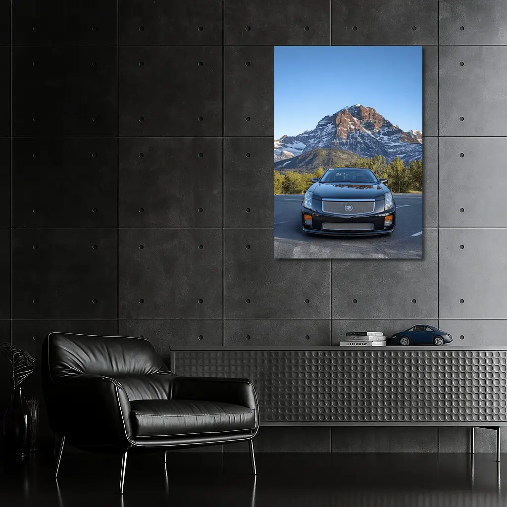 Cadillac CTS Black Car Mountain Background – Wall Art