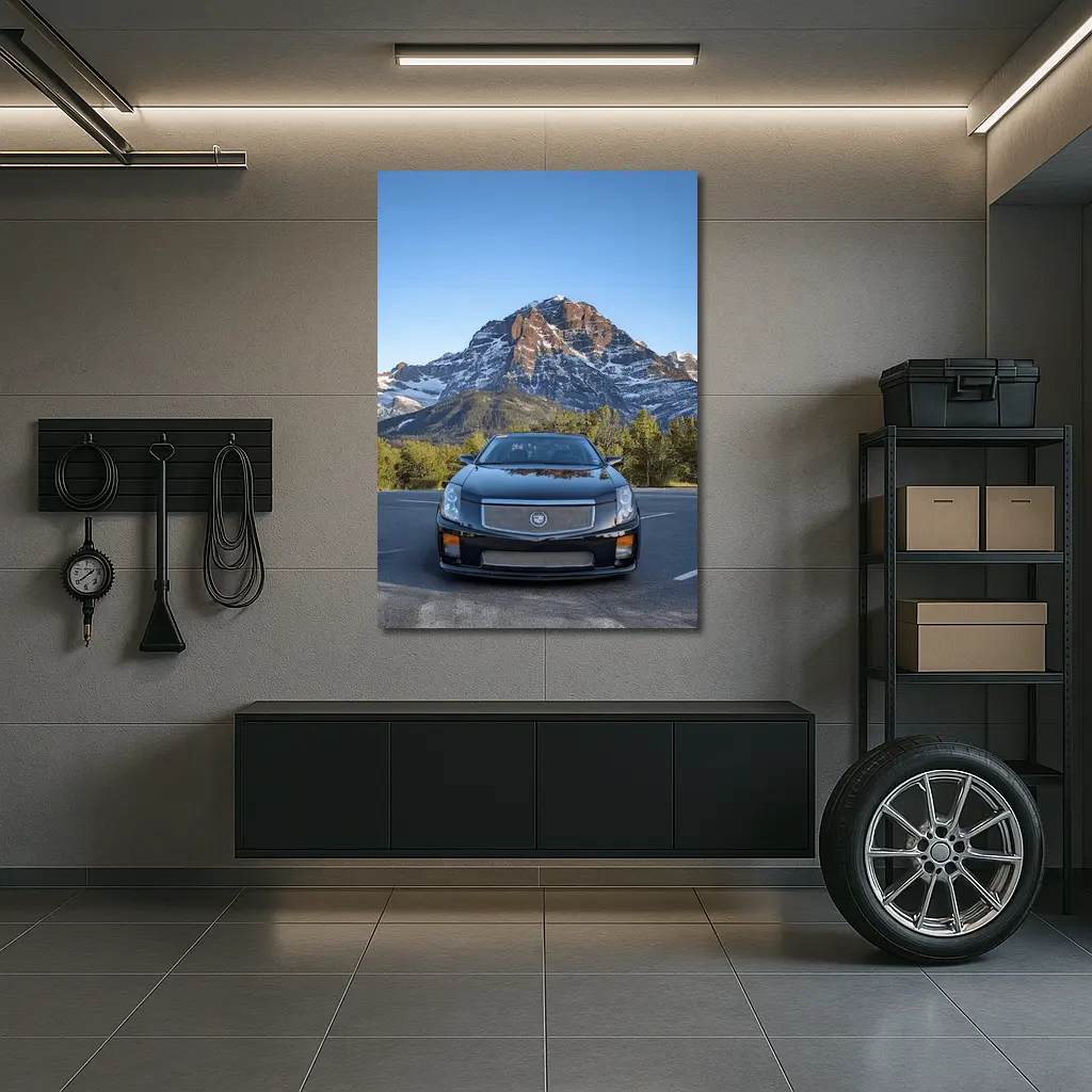 Cadillac CTS Black Car Mountain Background – Wall Art
